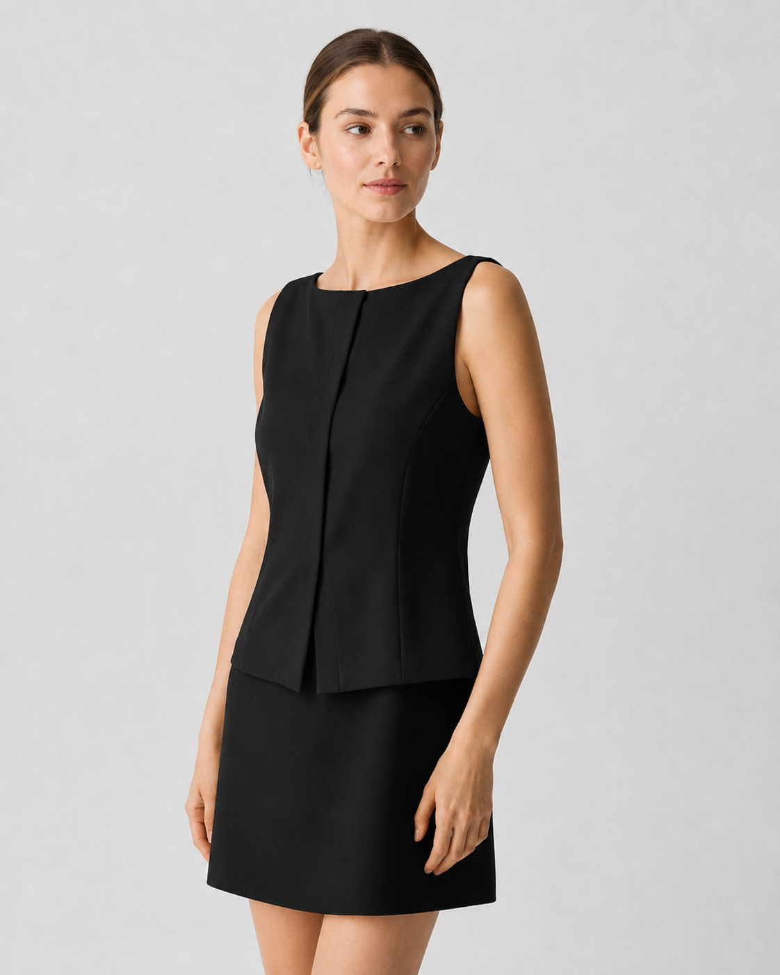 Sleeveless Boat-Neck A-Line Mini Dress