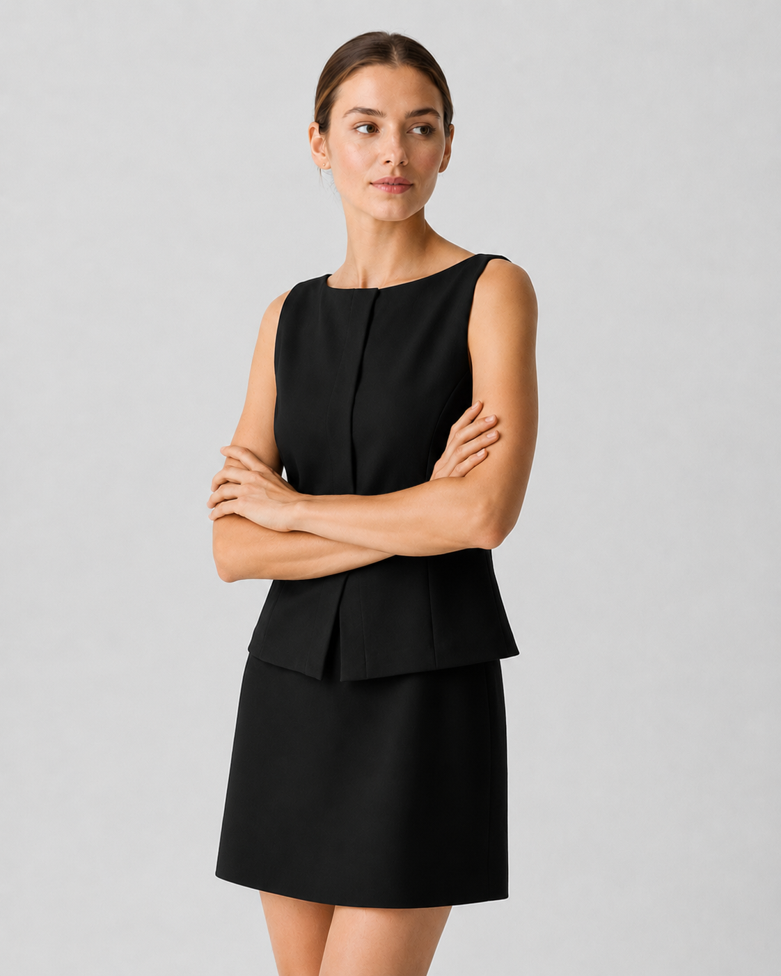 Sleeveless Boat-Neck A-Line Mini Dress