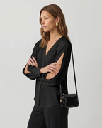 Relaxed V-Neck Silk Georgette Blouse