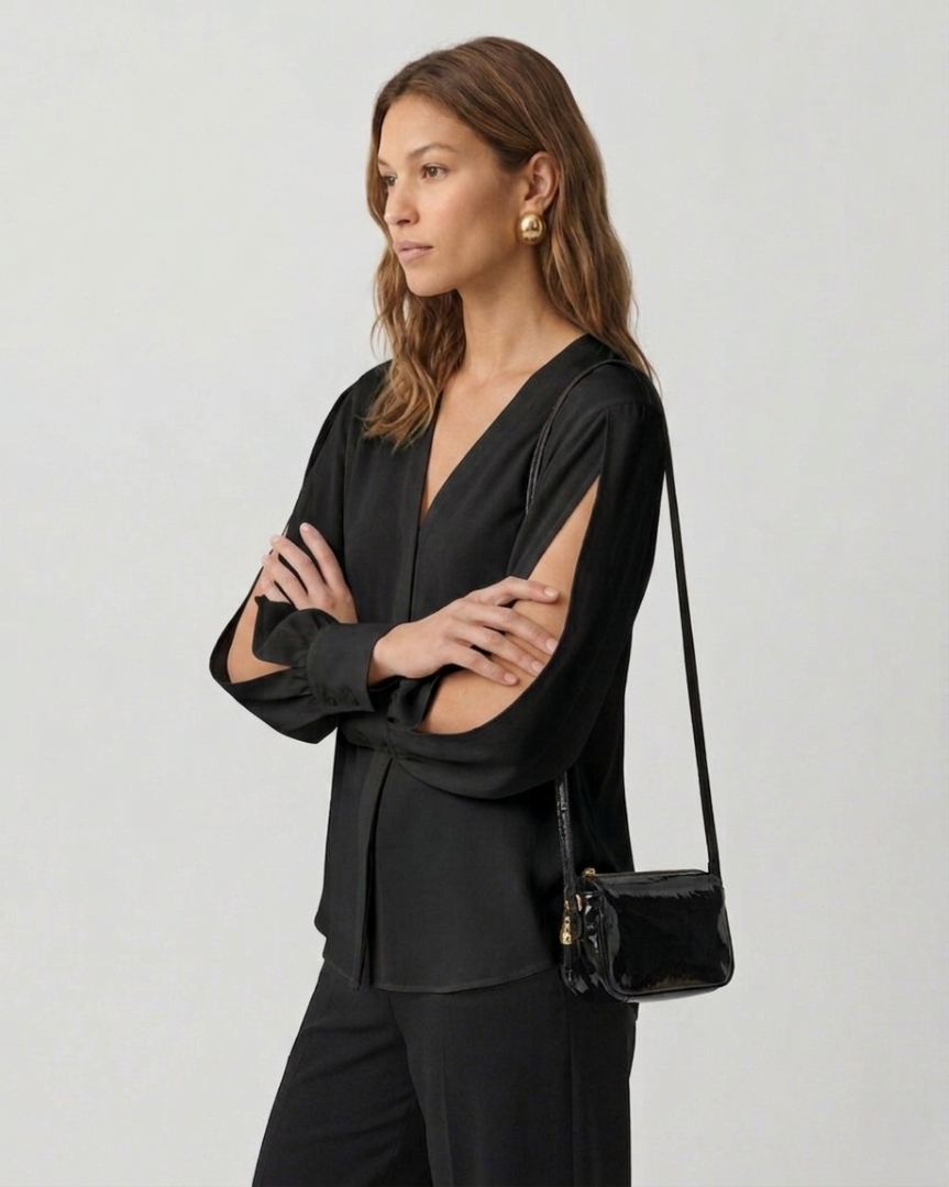 Relaxed V-Neck Silk Georgette Blouse