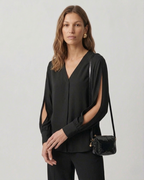 Relaxed V-Neck Silk Georgette Blouse