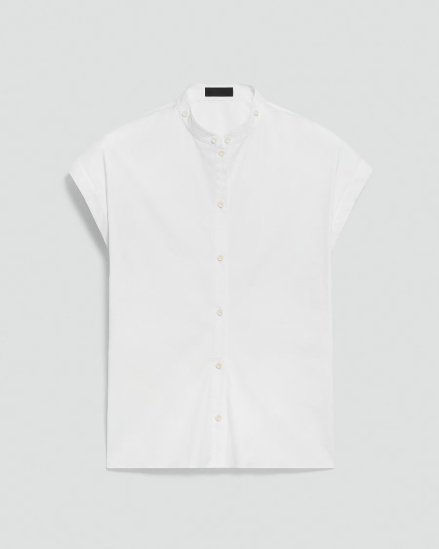 Slim-Fit Cap-Sleeve Poplin Shirt