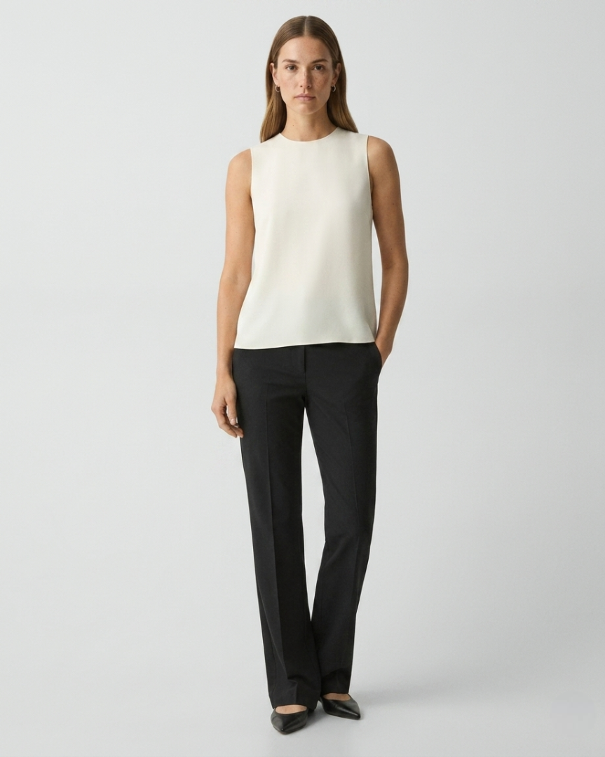 Sleeveless Silk Georgette Shell Top