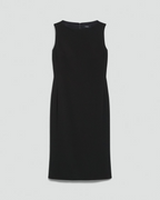 Sleeveless Bateau-Neck Flared Crepe Dress