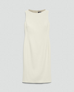 Sleeveless Bateau-Neck Flared Crepe Dress