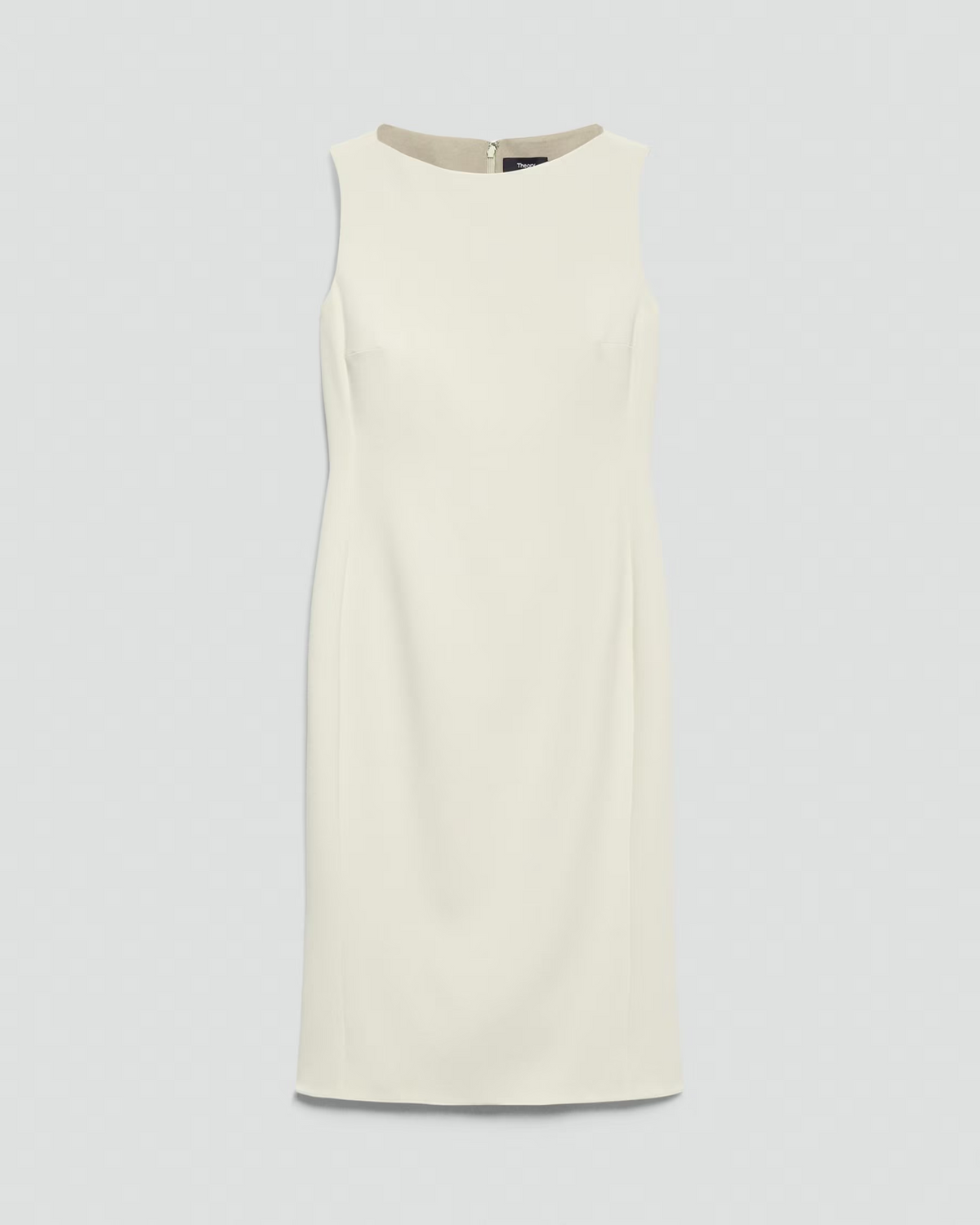 Sleeveless Bateau-Neck Flared Crepe Dress