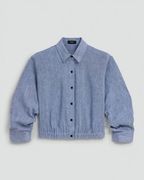 Cropped Linen-Blend Button-Up Shirt