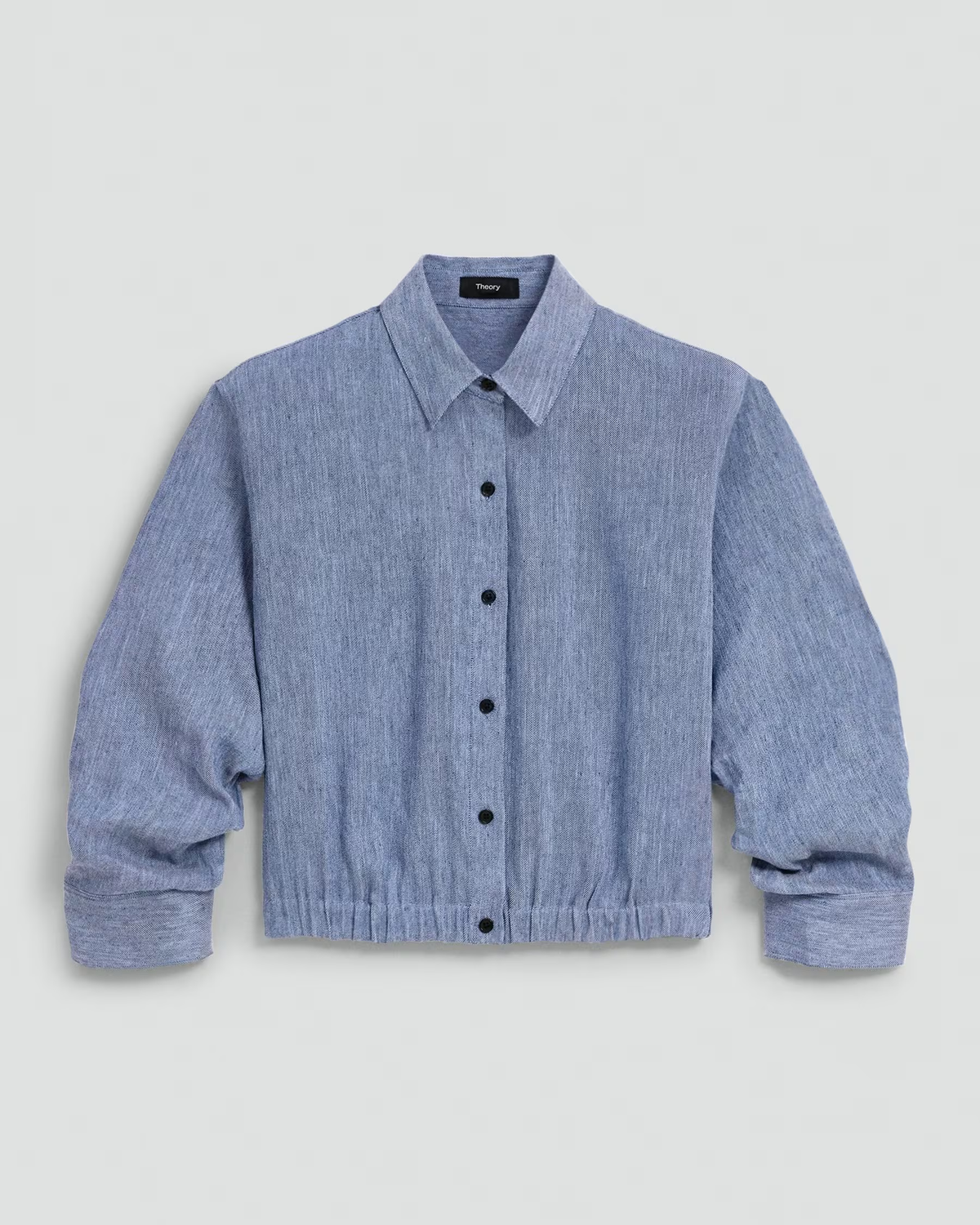 Cropped Linen-Blend Button-Up Shirt