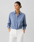 Cropped Linen-Blend Button-Up Shirt