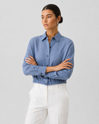 Cropped Linen-Blend Button-Up Shirt