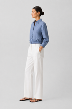 Cropped Linen-Blend Button-Up Shirt