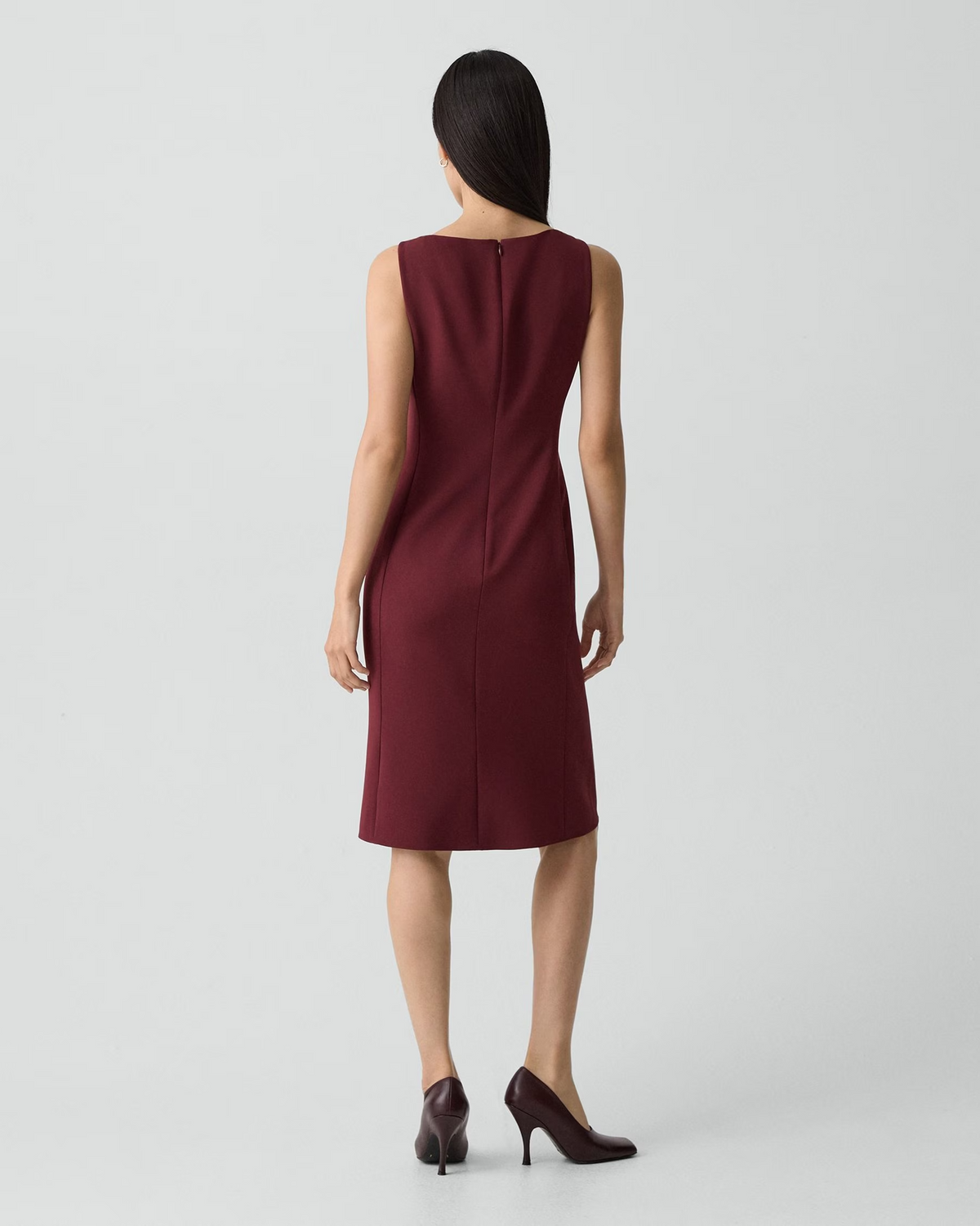Sleeveless Bateau-Neck Flared Crepe Dress