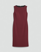 Sleeveless Bateau-Neck Flared Crepe Dress