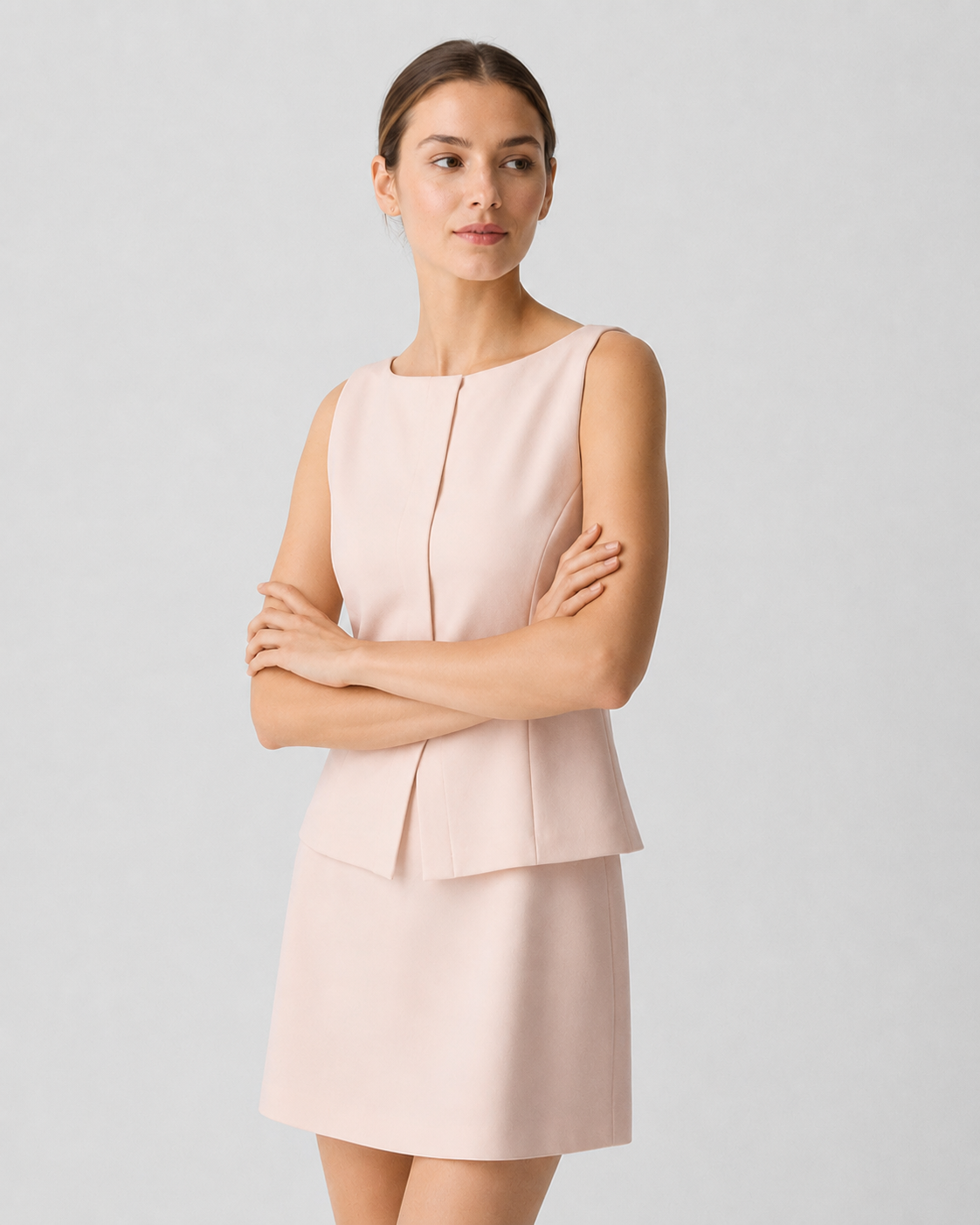 Sleeveless Boat-Neck A-Line Mini Dress