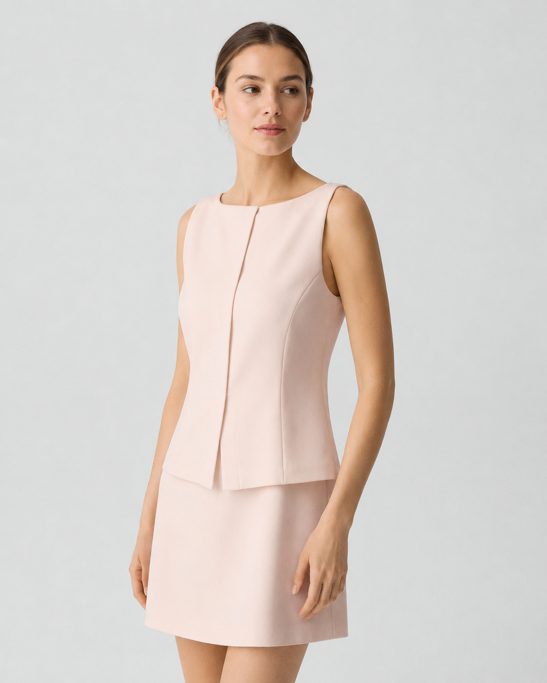 Sleeveless Boat-Neck A-Line Mini Dress