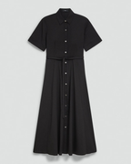 Short-Sleeve Belted Poplin Shirt Dress