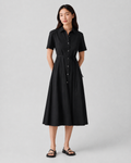 Short-Sleeve Belted Poplin Shirt Dress