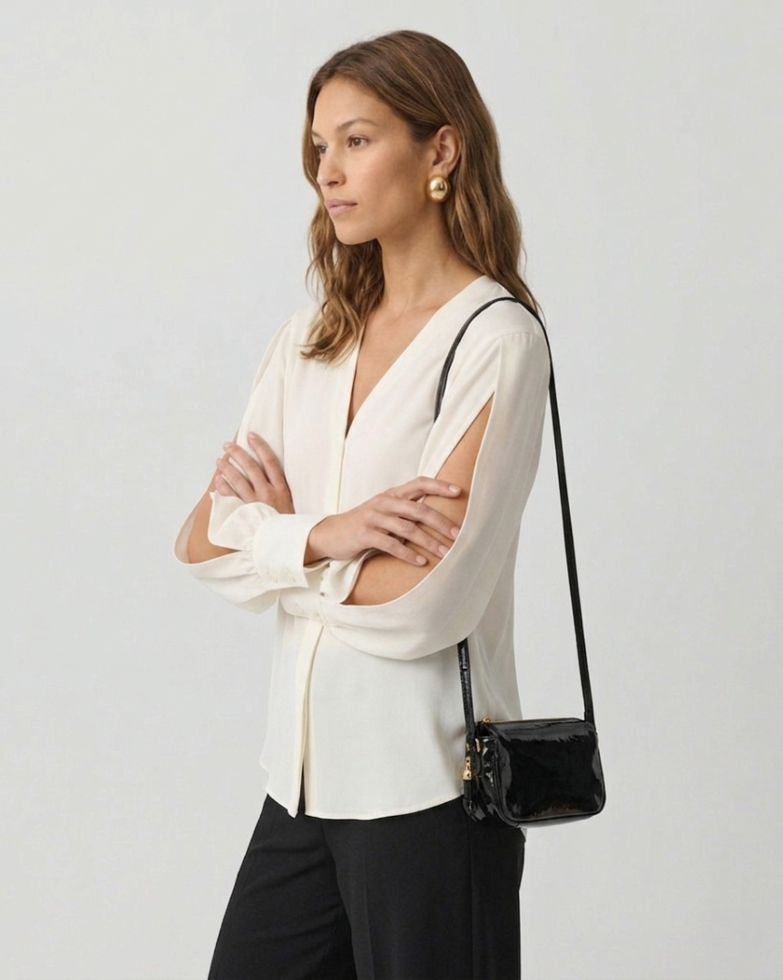 Relaxed V-Neck Silk Georgette Blouse