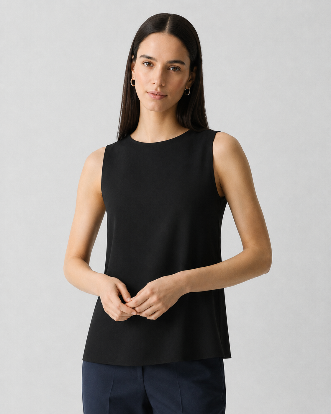 Sleeveless Silk Georgette Shell Top