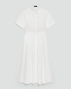 Short-Sleeve Belted Poplin Shirt Dress